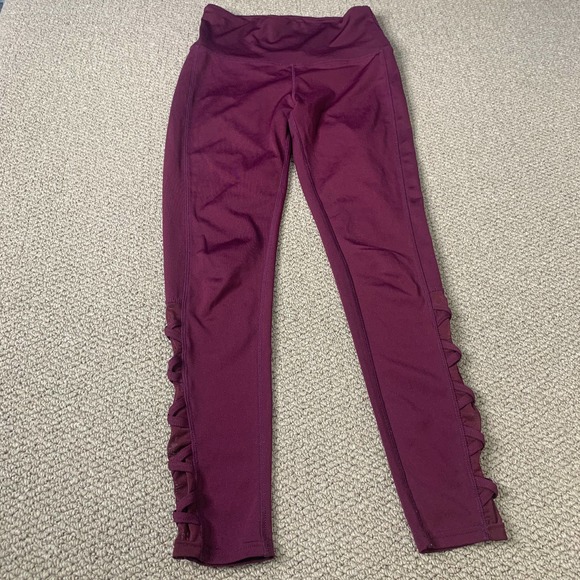 Ebb & Flow Womens Leggings Size Medium Purple Lattice Leg Pull On Athletic - Picture 1 of 10